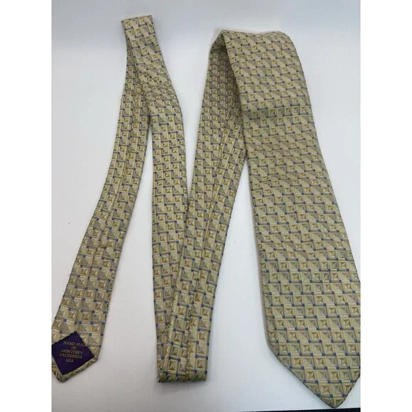 2 ROBERT TALBOTT ESTATE Silk Ties Hand Made in Monterey CA USA -1 Blue, 1 Yellow - Picture 5 of 7